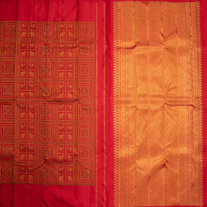 Hayagrivas Handloom Red Kanjivaram Silk Saree KBF221E1-1