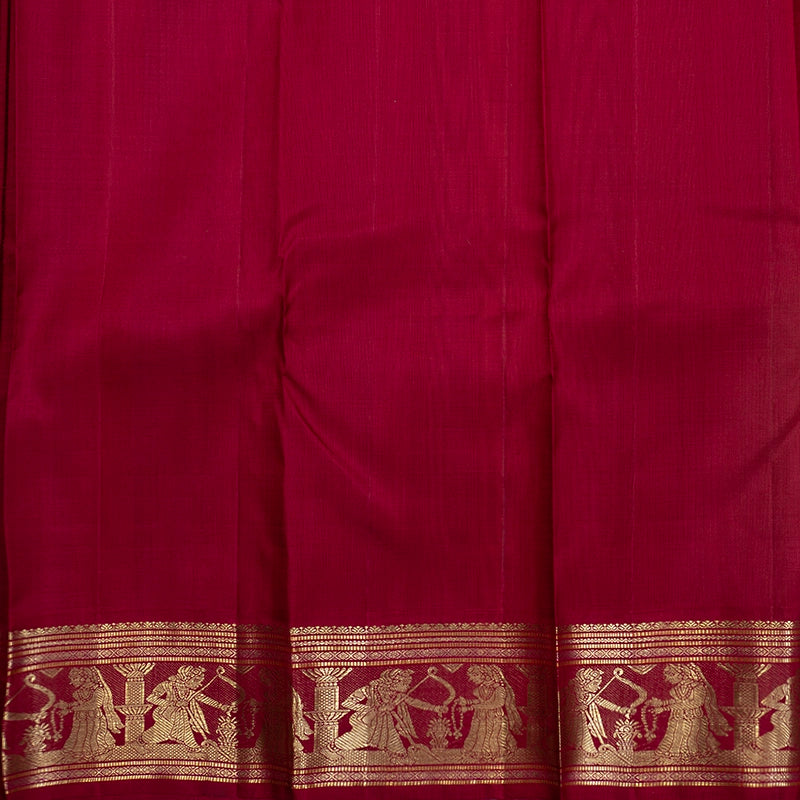 Hayagrivas Handloom Yellow Kanjivaram Silk Saree with Magenta Border KBF481F3-1
