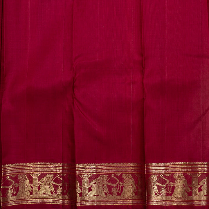 Hayagrivas Handloom Yellow Kanjivaram Silk Saree with Magenta Border KBF481F3-1