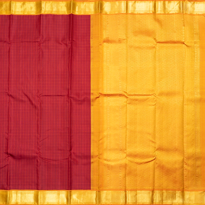 Hayagrivas Handloom Maroon Kanjivaram Silk Saree with Orange Border KBF481F4-1