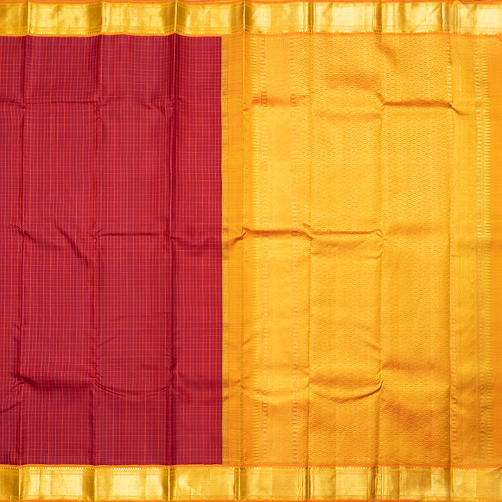 Hayagrivas Handloom Maroon Kanjivaram Silk Saree with Orange Border KBF481F4-1