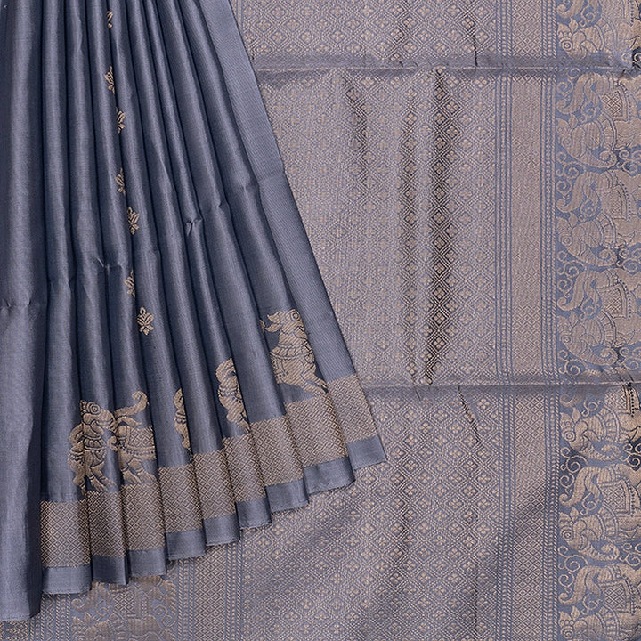 Hayagrivas Grey Handloom Soft Silk Saree KBF880H7-18