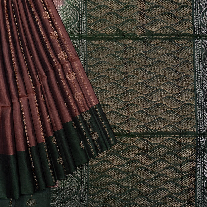 Hayagrivas Rust Brown Handloom Soft Silk Saree KBF883H2-15