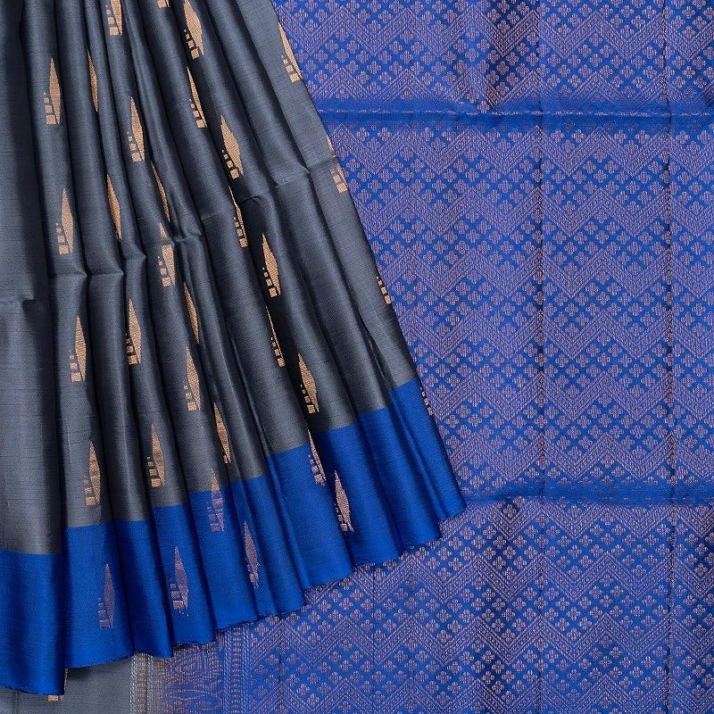Hayagrivas Grey Handloom Soft Silk Saree KBF883H2-17