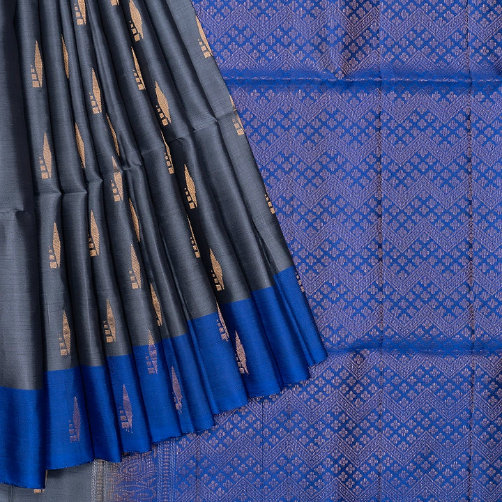 Hayagrivas Grey Handloom Soft Silk Saree KBF883H2-17