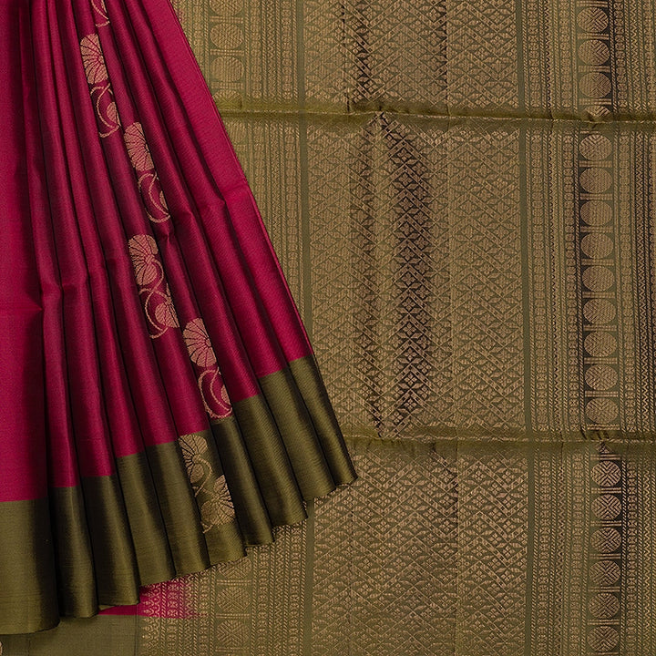 Hayagrivas Red Handloom Soft Silk Saree KBF883H2-5