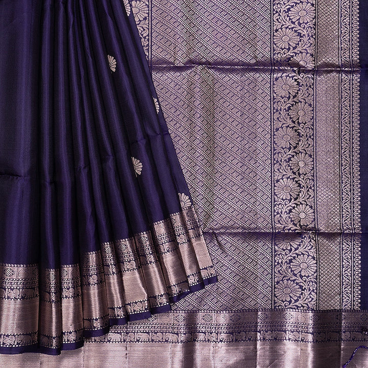 Hayagrivas Dark Blue Handloom Soft Silk Saree KBF883H20-1
