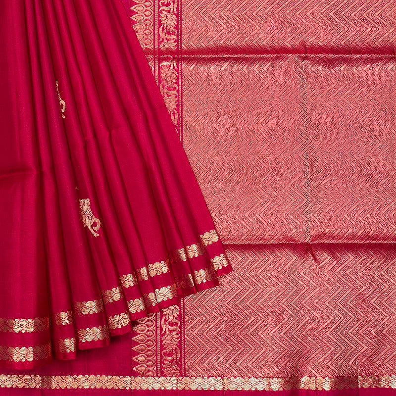 Hayagrivas Reddish-Pink Handloom Soft Silk Saree KBF883H20-4