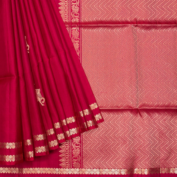 Hayagrivas Reddish-Pink Handloom Soft Silk Saree KBF883H20-4