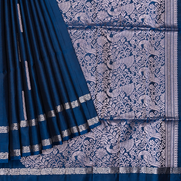 Hayagrivas Ramar Blue Handloom Soft Silk Saree KBF883H20-8