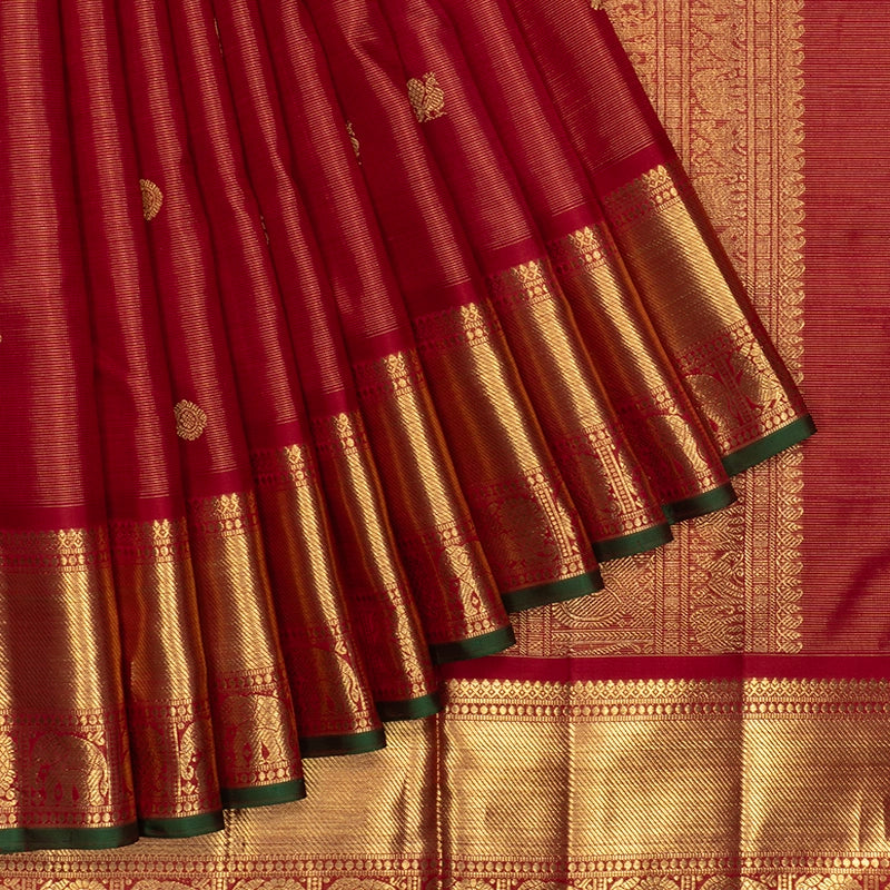 Hayagrivas Handloom Maroon Ten Yards Silk Saree KBFL383J1-1-BF383-SBS