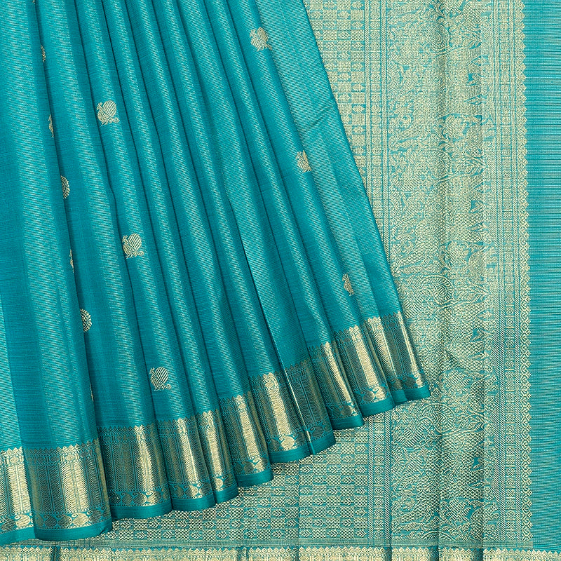 Hayagrivas Handloom Teal Green Kanjivaram Silk Saree KBFL389J1-1-BF389-SBS