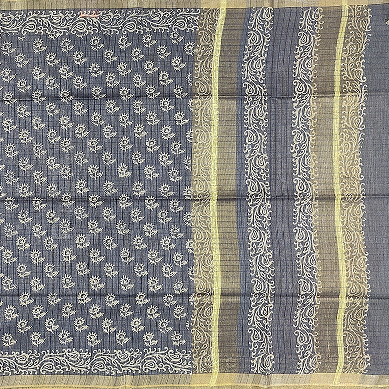 Hayagrivas Grey Fancy Cotton Saree KSBE144C9-1