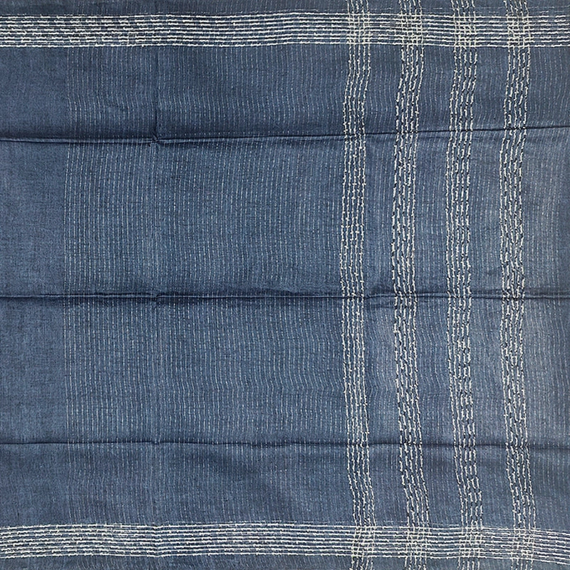 Hayagrivas Navy Blue Handloom Linen Saree KSBE148C8-3