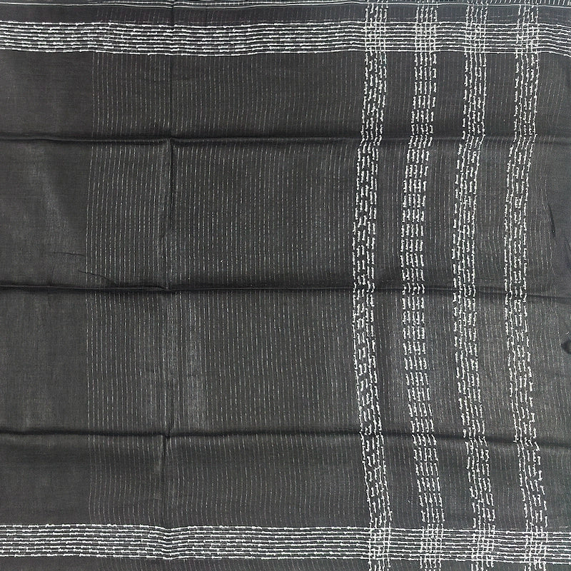 Hayagrivas Black Handloom Linen Saree KSBE148C8-5