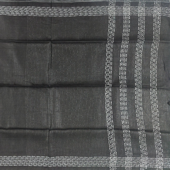 Hayagrivas Black Handloom Linen Saree KSBE148C8-5