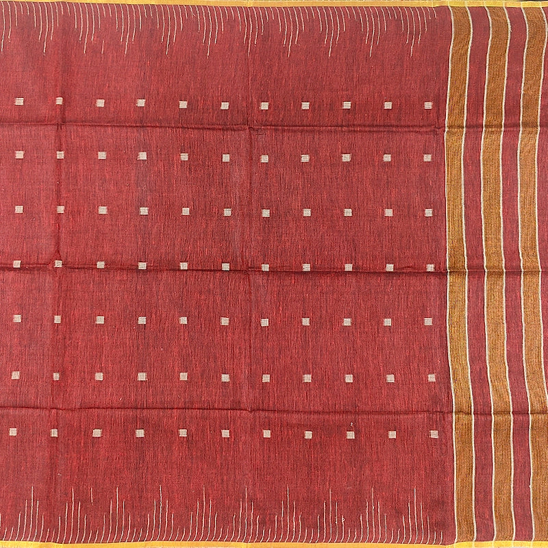 Hayagrivas Brown Handloom Linen Saree KSBE148C9-1
