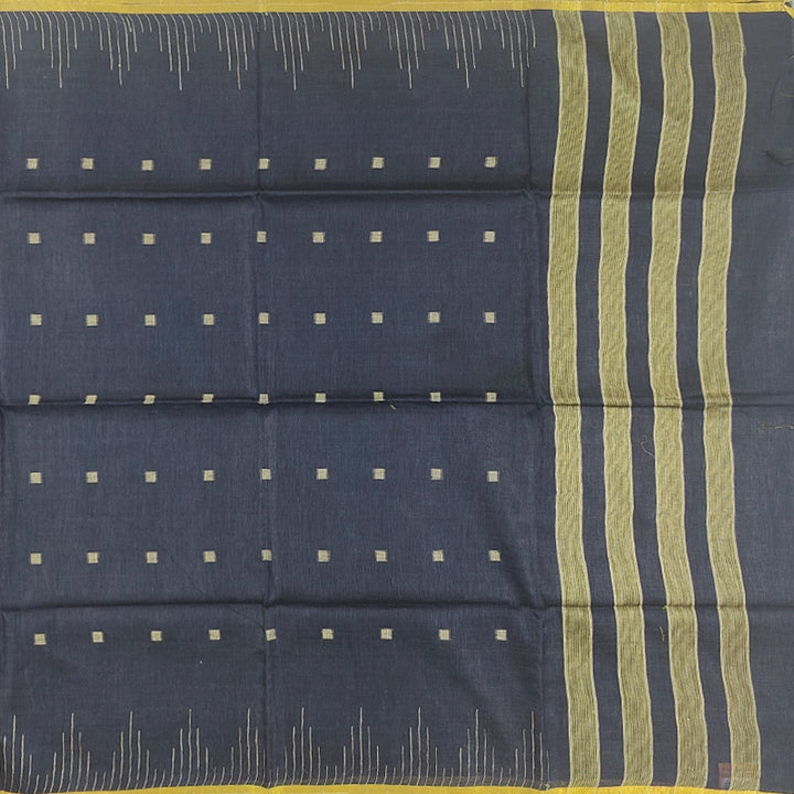 Hayagrivas Navy Blue Handloom Linen Saree KSBE148C9-2