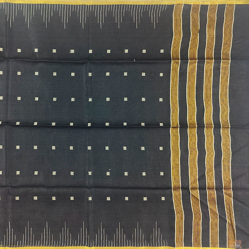 Hayagrivas Black Handloom Linen Saree  KSBE148C9-5