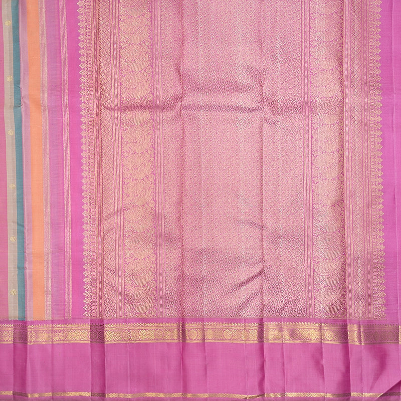 Hayagrivas Handloom Multicolour Stripes Kanjivaram Silk Saree with Rose Pink Border SSBFL424J1-1-BF424-SBS