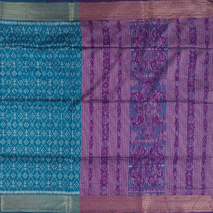 Hayagrivas Peacock Blue Fancy Cotton Saree SSCBF107G1-1