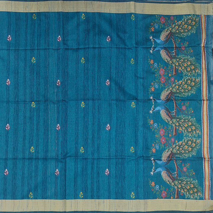 Hayagrivas Blue Fancy Cotton Saree SSCBF107G4-1