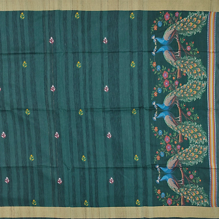 Hayagrivas Teal Green Fancy Cotton Saree SSCBF107G4-2