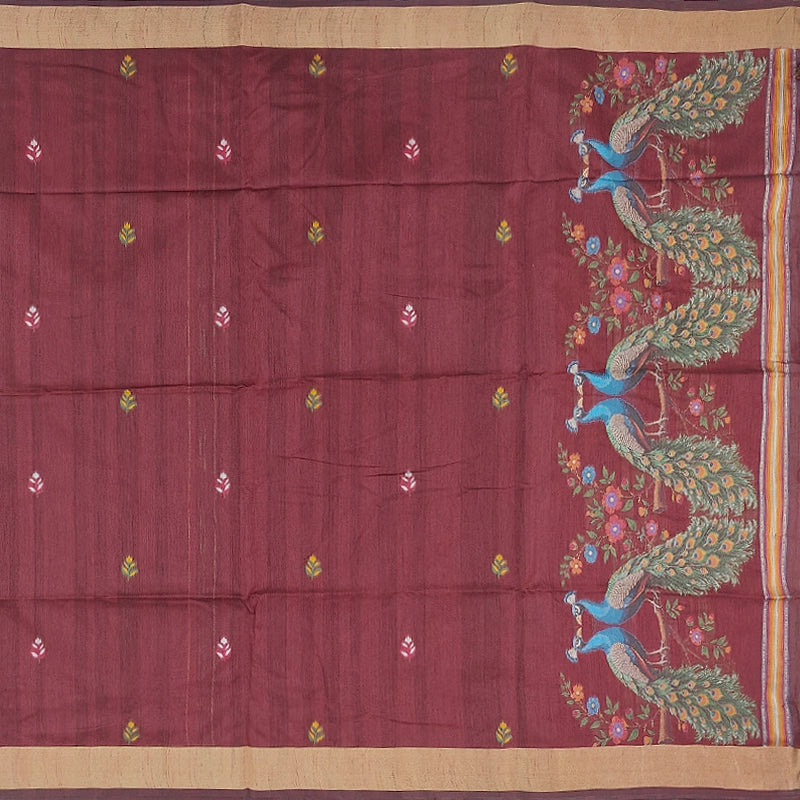Hayagrivas Maroon Fancy Cotton Saree SSCBF107G4-3