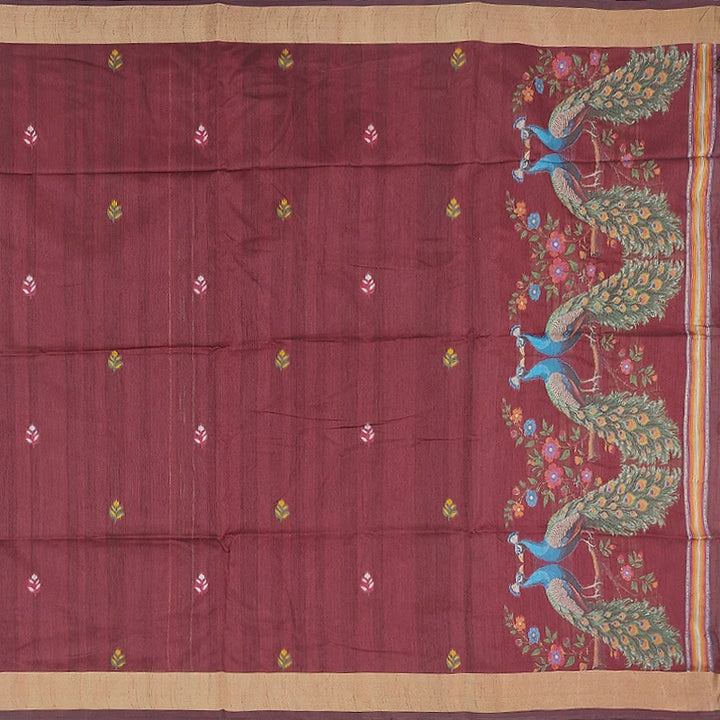 Hayagrivas Maroon Fancy Cotton Saree SSCBF107G4-3