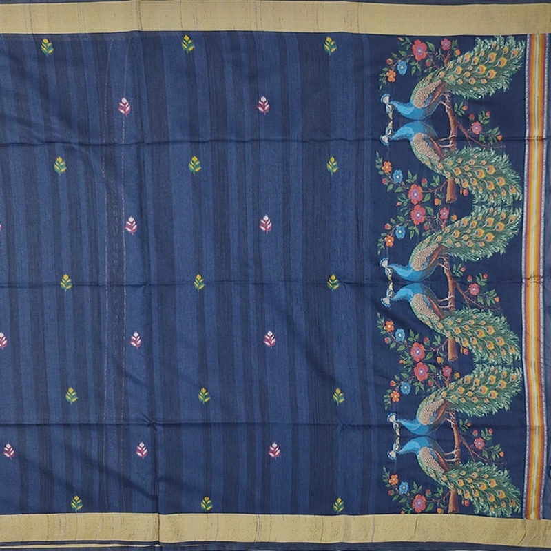 Hayagrivas Navy Blue Fancy Cotton Saree SSCBF107G4-4