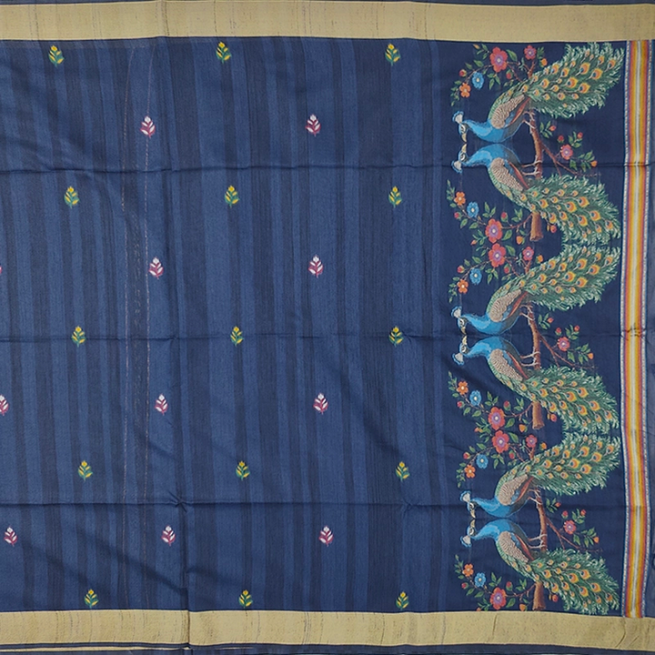 Hayagrivas Navy Blue Fancy Cotton Saree SSCBF107G4-4