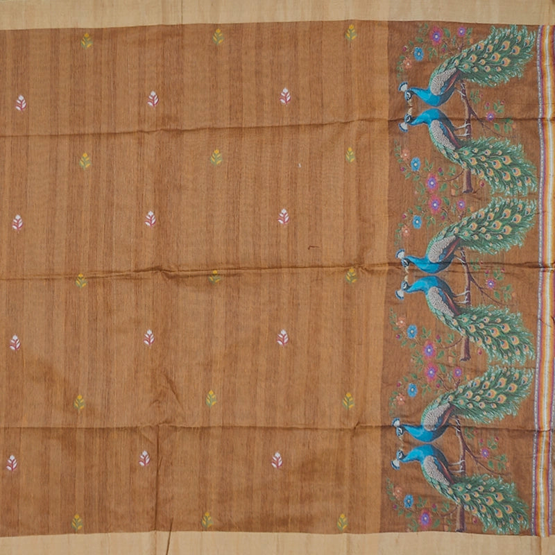 Hayagrivas Brown Fancy Cotton Saree SSCBF107G4-5