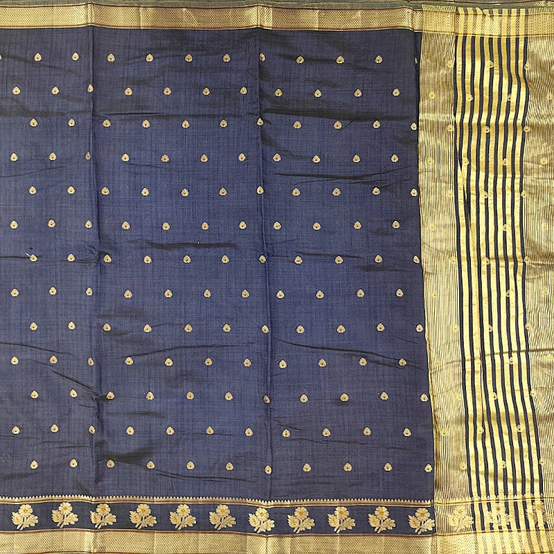 Hayagrivas Navy Blue Fancy Cotton Saree SSCBF120H1-12
