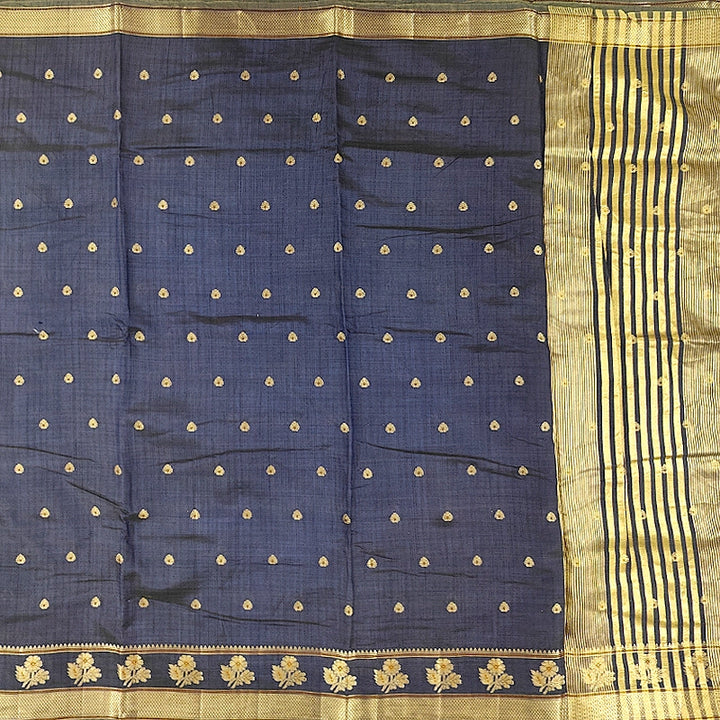 Hayagrivas Navy Blue Fancy Cotton Saree SSCBF120H1-12