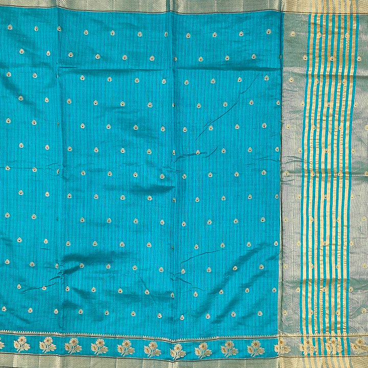Hayagrivas Peacock Blue Fancy Cotton Saree SSCBF120H1-2