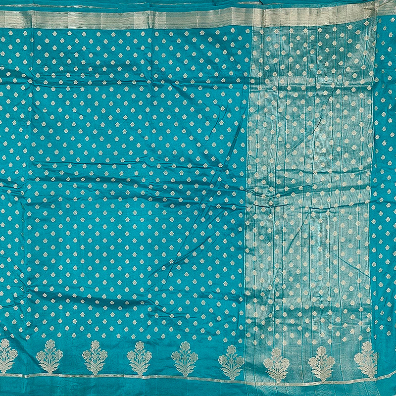 Hayagrivas Teal Blue Fancy Cotton Saree SSCBF120H2-1