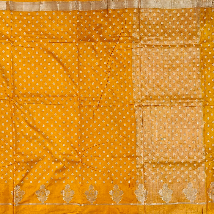 Hayagrivas Golden-Yellow Fancy Cotton Saree SSCBF120H2-2