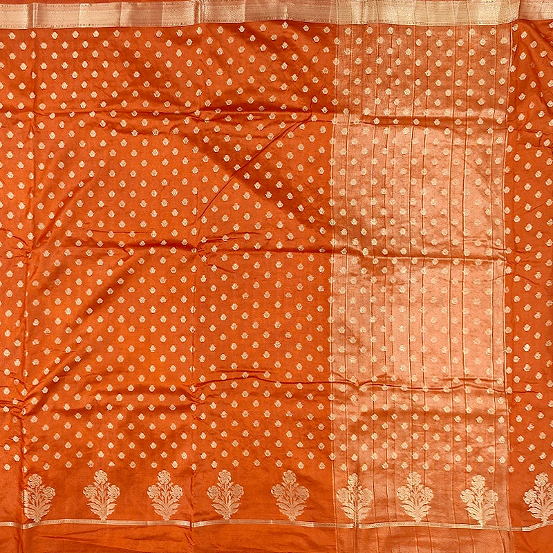 Hayagrivas Rust Orange Fancy Cotton Saree SSCBF120H2-7