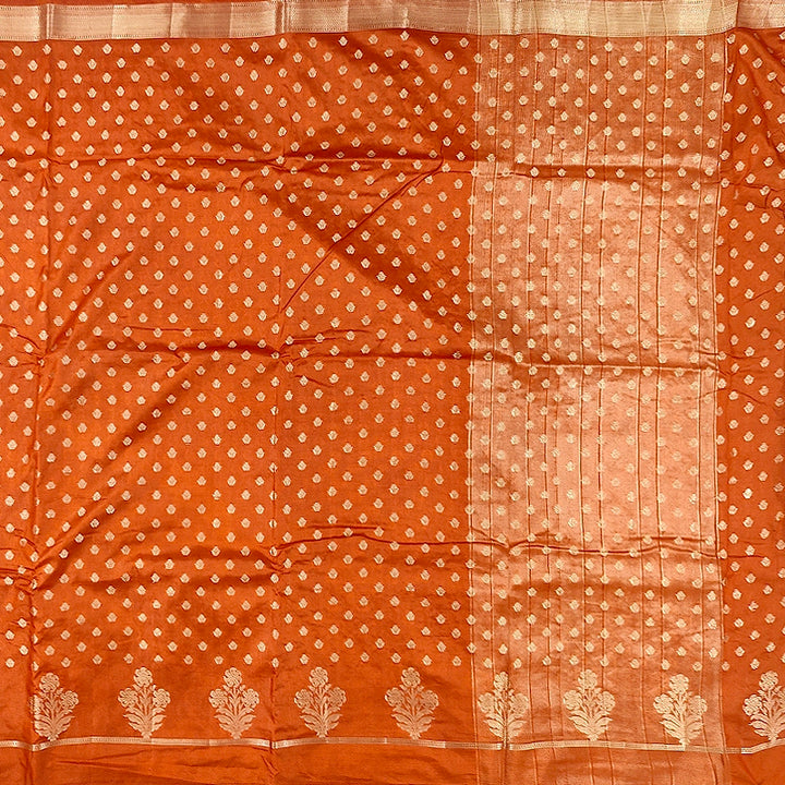 Hayagrivas Rust Orange Fancy Cotton Saree SSCBF120H2-7