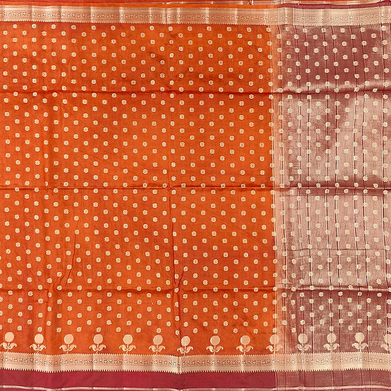 Hayagrivas Rust Orange Fancy Cotton Saree SSCBF120H3-1