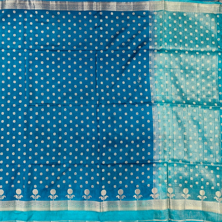 Hayagrivas Peacock Blue Fancy Cotton Saree SSCBF120H3-3