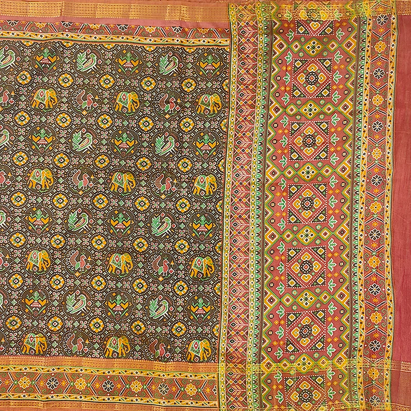 Hayagrivas Deep Olive Green Fancy Cotton Saree SSCBF120H7-5