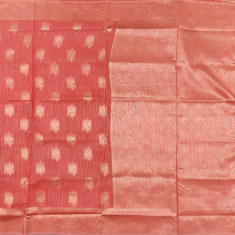 Hayagrivas Coral-Peach Fancy Cotton Saree SSCBF121H1-5