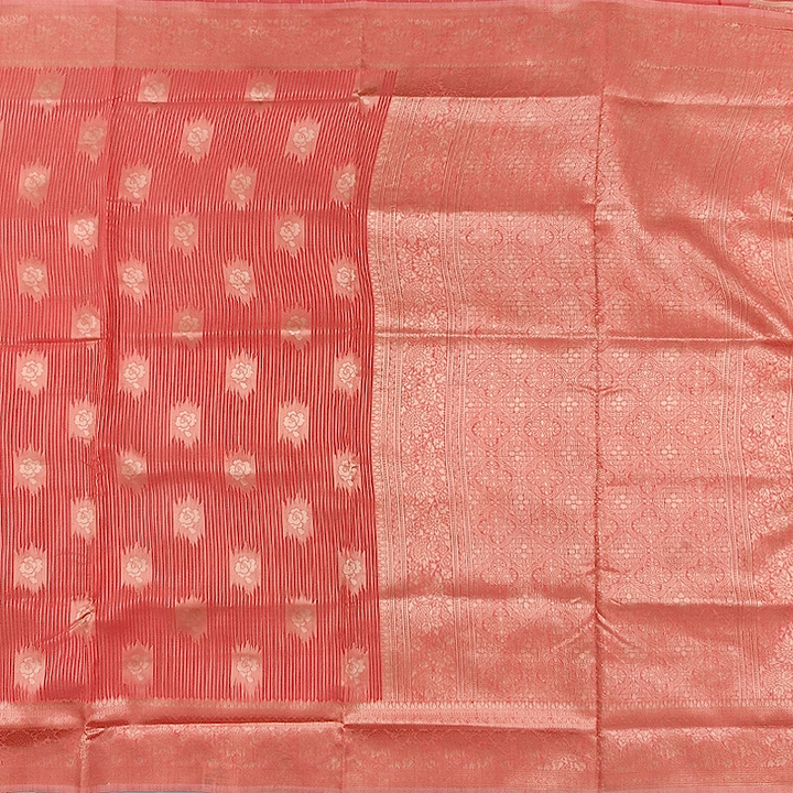 Hayagrivas Coral-Peach Fancy Cotton Saree SSCBF121H1-5