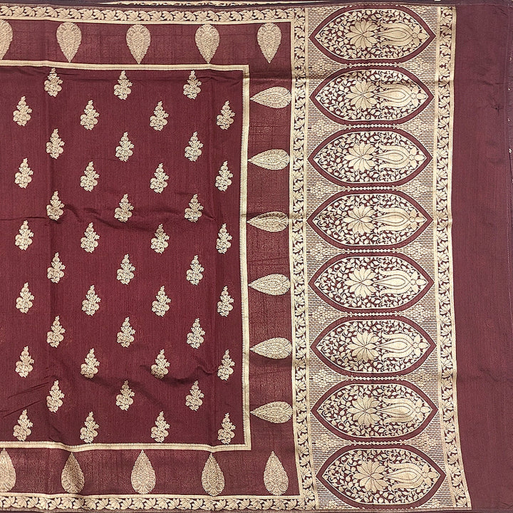 Hayagrivas Deep Maroon Fancy Cotton Saree SSCBF121H11-2