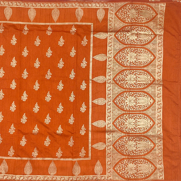Hayagrivas Rust Orange Fancy Cotton Saree SSCBF121H11-6