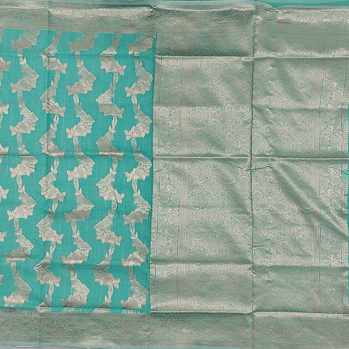 Hayagrivas Sea Green Fancy Cotton Saree SSCBF121H2-1
