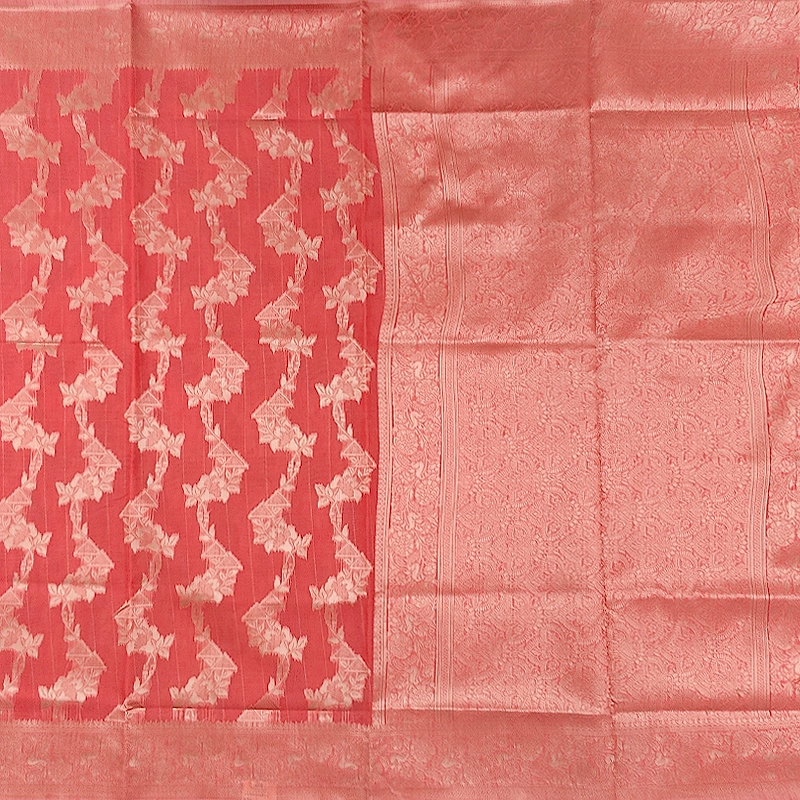 Hayagrivas Coral-Red Fancy Cotton Saree SSCBF121H2-5