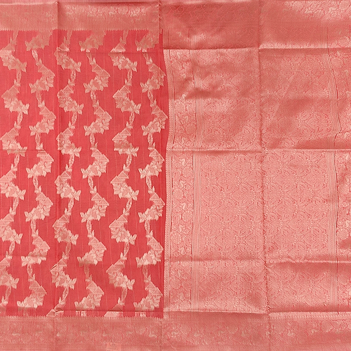 Hayagrivas Coral-Red Fancy Cotton Saree SSCBF121H2-5