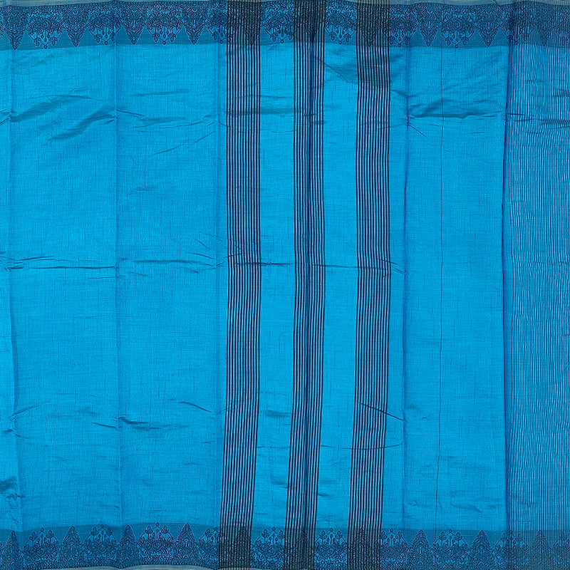 Hayagrivas Turquoise-Blue Fancy Cotton Saree SSCBF121H3-2